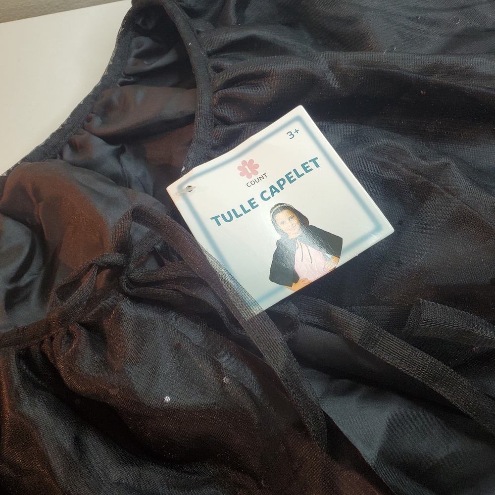 Black Tulle Capelet Kids One Size Fits Most Costume Accessory NWT